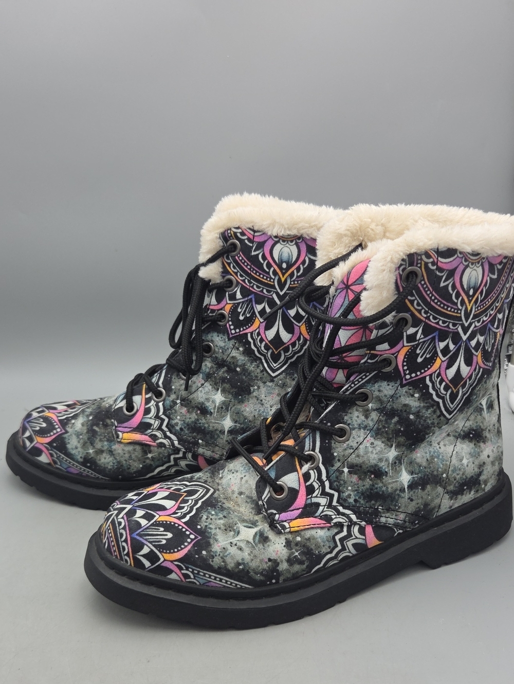 ELECTRO THREADS Floral Combat Boots Women 10